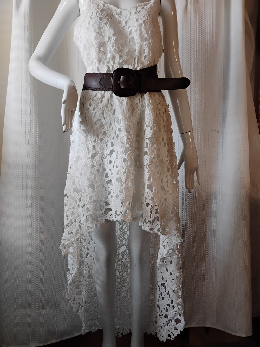 Cupsphe White Lace High-Low Women's Dress